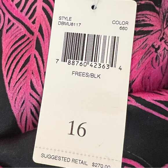 Dana Buchman - Black & Pink Silk Maxi skirt NWT size 16 - Picture 4 of 8